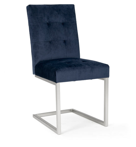 WARSAW UPHOLSTERED CANTILEVER CHAIR- DARK BLUE