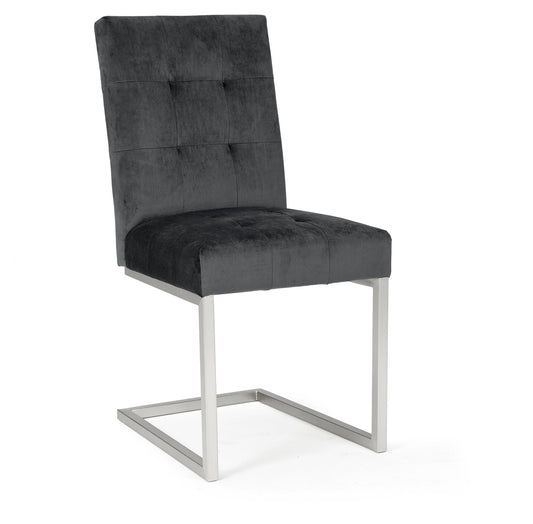 WARSAW UPHOLSTERED CANTILEVER CHAIR- GUN METAL