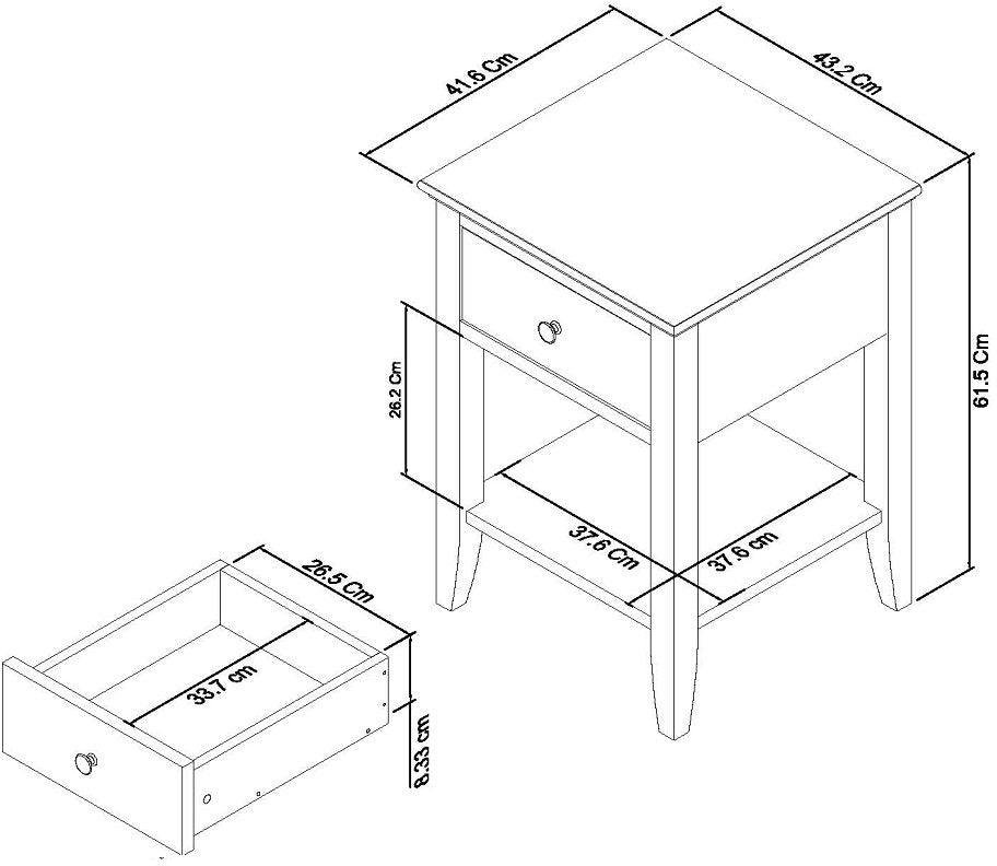 ASHBY WHITE 1 DRAWER NIGHTSTAND