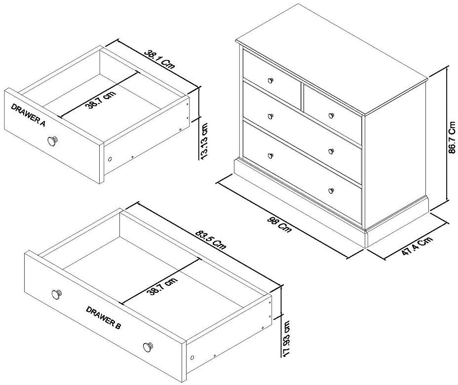 ASHBY WHITE 2+2 DRAWER CHEST