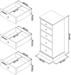 ASHBY WHITE 5 DRAWER TALL CHEST