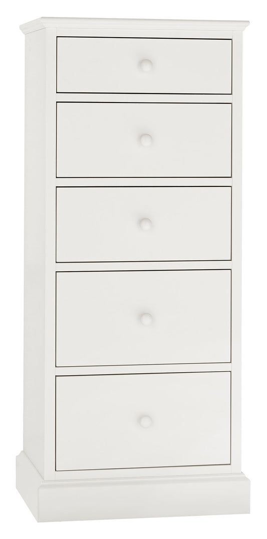 ASHBY WHITE 5 DRAWER TALL CHEST