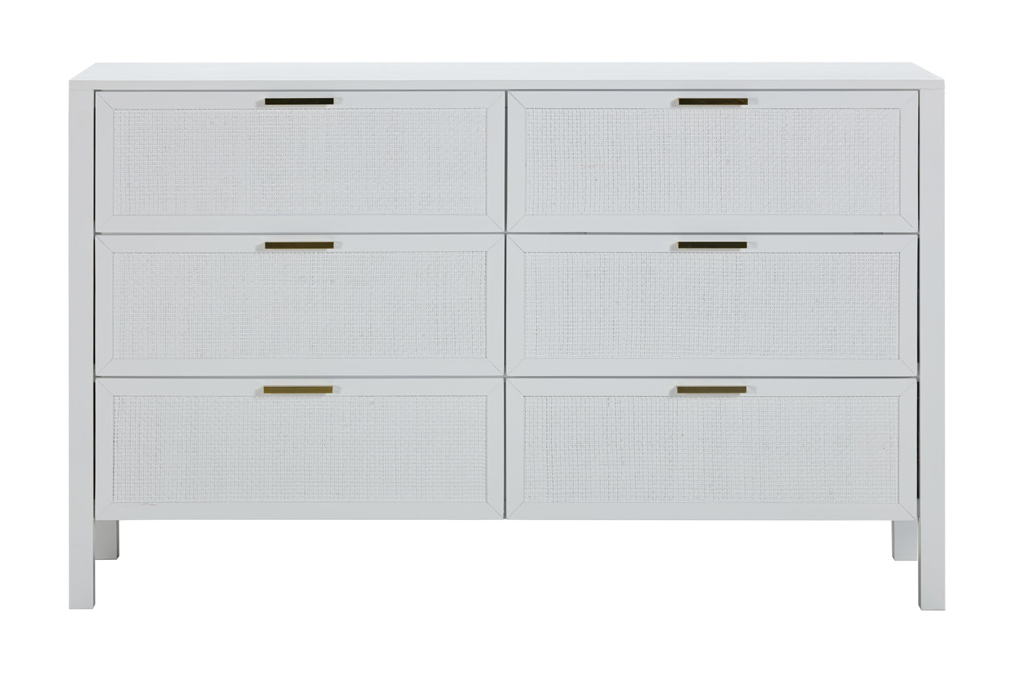 LLOYD 6 DRAWER WIDE CHEST WHITE RATTAN