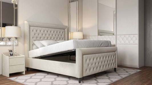 ROYALE 4'6 BEDFRAME ELECTIRC OTTOMAN