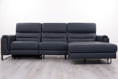 ELEN LARGE LEATHER SOFA CHAISE WITH ELECTRIC RECLINING