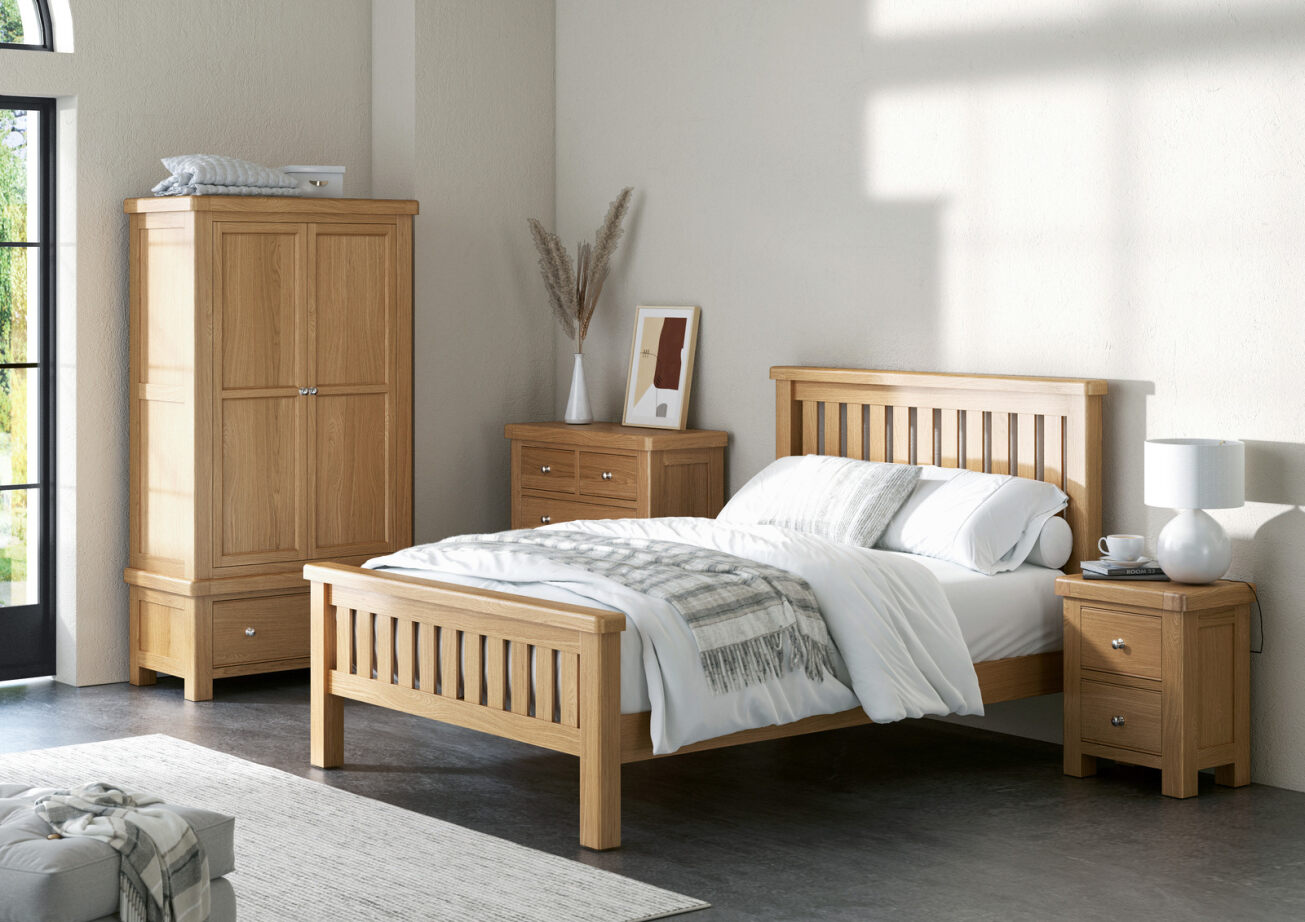 WOODLAND 6FT SLATTED OAK BEDFRAME