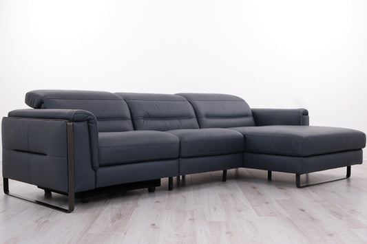 ELEN LARGE LEATHER SOFA CHAISE WITH ELECTRIC RECLINING