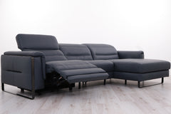 ELEN LARGE LEATHER SOFA CHAISE WITH ELECTRIC RECLINING