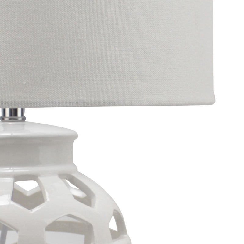 CIMC WHITE CERAMIC TABLE LAMP WITH WHITE SHADE