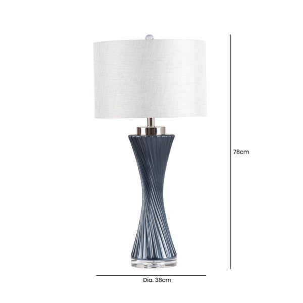 CIMC CLEAR BLUE GOLD TWIST TABLE LAMP