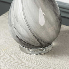 CIMC BLACK & WHITE GLASS LAMP WITH WHITE SHADE