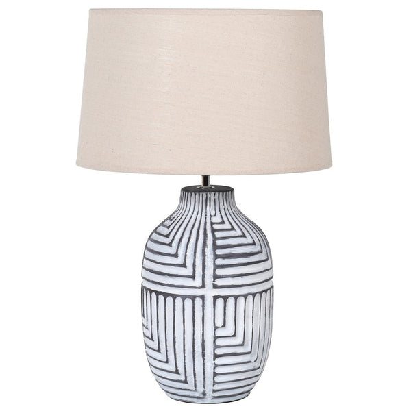 ABSTRACT LAMP WITH LINEN SHADE